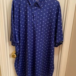 Tattoo Golf blue short sleeve polo shirt skull print cool stretch fabric